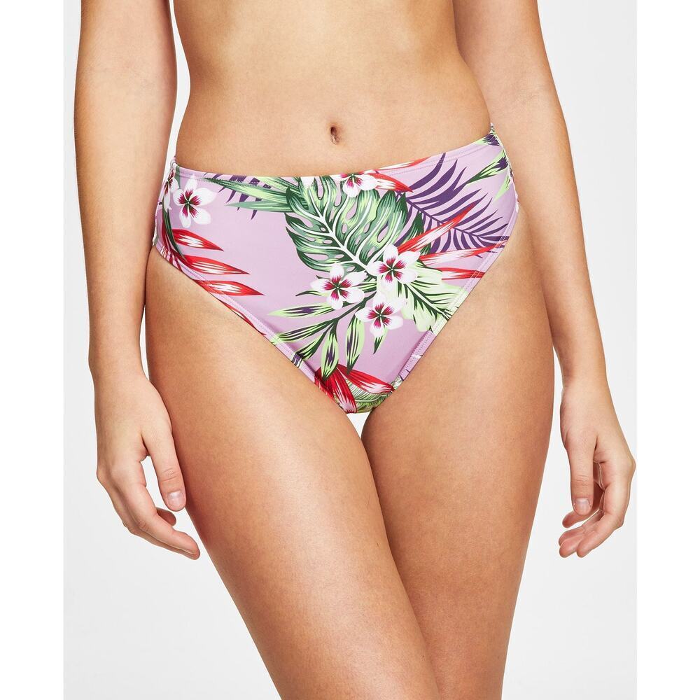 Salt + Cove High-Waist Bikini Bottoms Dusty Lilac Tropical Print NWT Medium